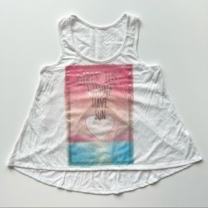 No Boundaries White, Pink and Blue Ocean Tank Top, Small